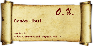 Orsós Ubul névjegykártya
